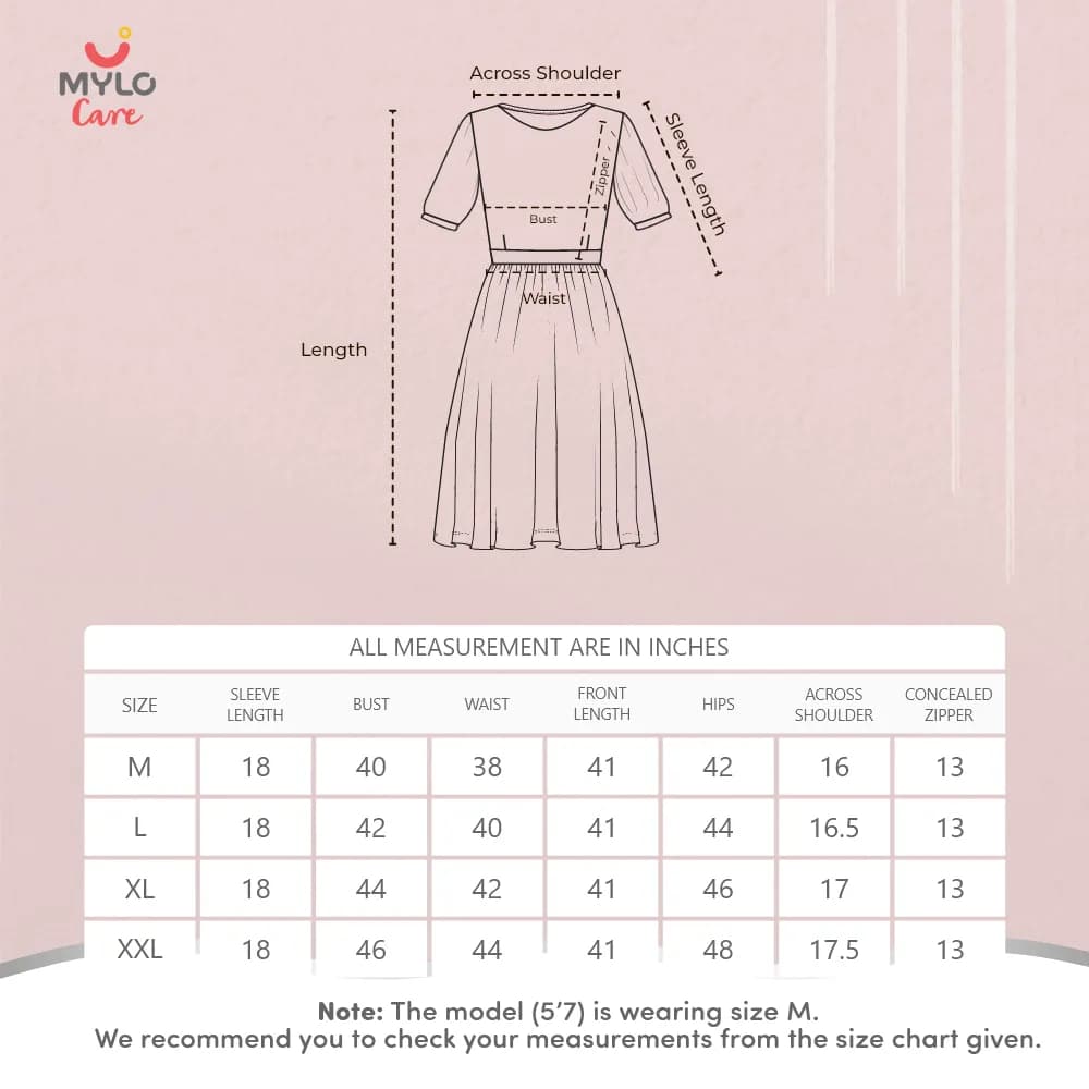 Maternity Dresses For Women with Both Side Zipper For Easy Feeding | Adjustable Belt for Growing Belly | Maxi Dress | Garden Flowers - Wine | L