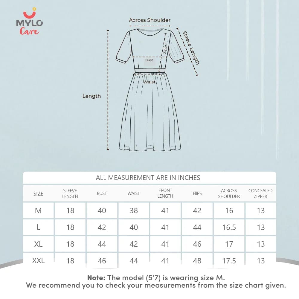 Maternity Dresses For Women with Both Side Zipper For Easy Feeding | Adjustable Belt for Growing Belly | Maxi Dress | Garden Flowers | M