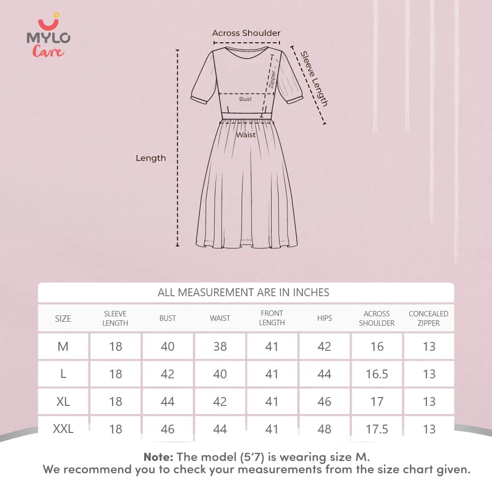 Maternity Dresses For Women with Both Side Zipper For Easy Feeding | Adjustable Belt for Growing Belly | Maxi Dress | Geometric - Pink | L