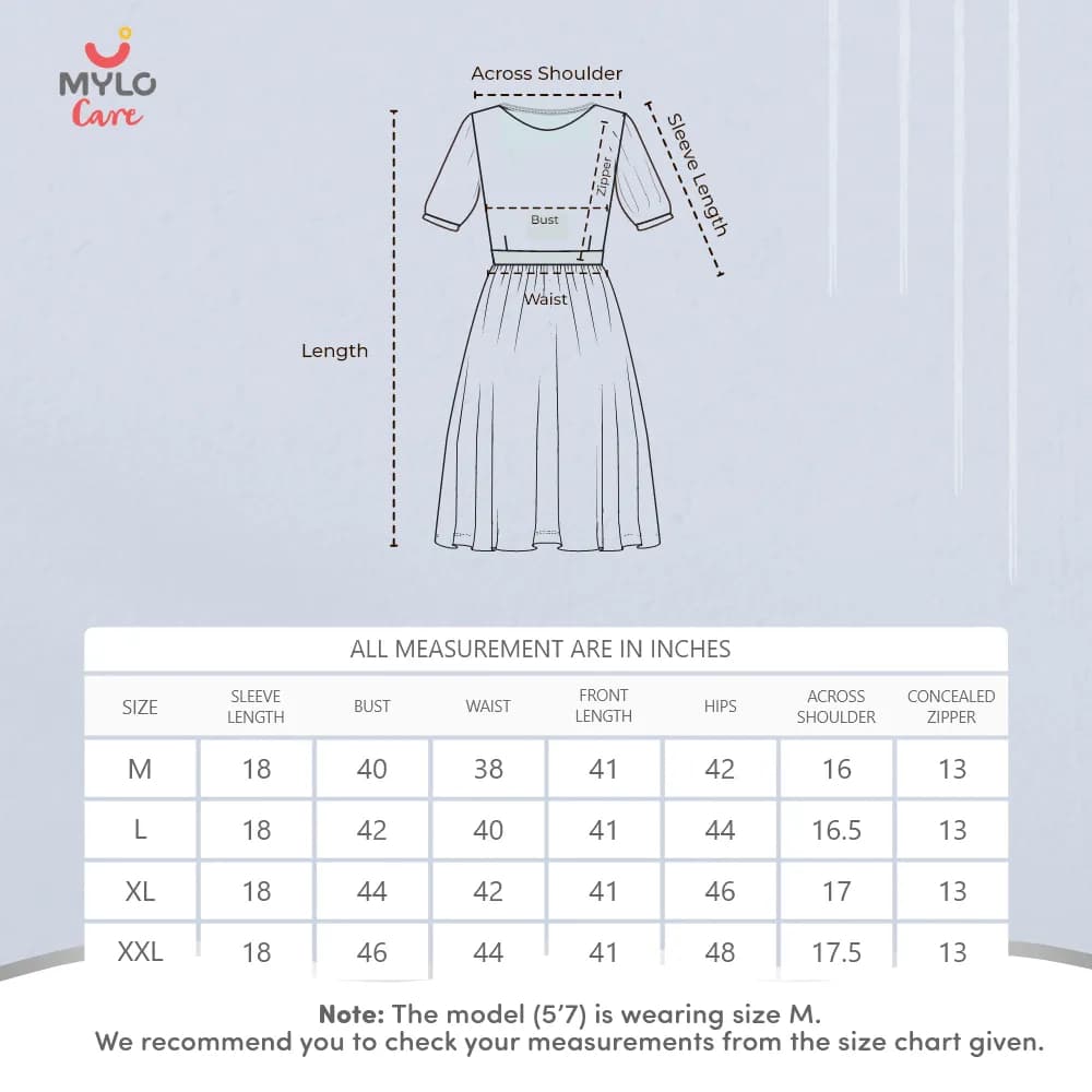 Maternity Dresses For Women with Both Side Zipper For Easy Feeding | Adjustable Belt for Growing Belly | Maxi Dress | Geometric - Blue | XXL