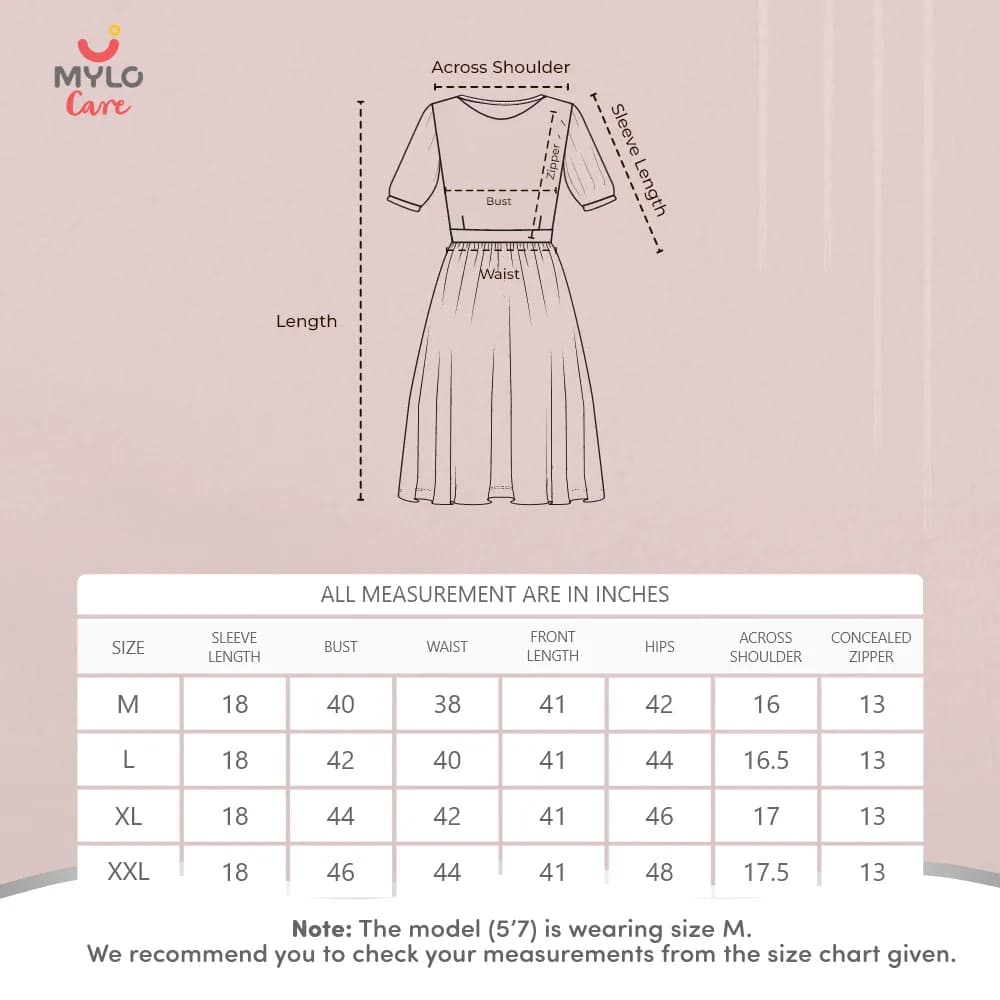 Maternity Dresses For Women with Both Side Zipper For Easy Feeding | Adjustable Belt for Growing Belly | Maxi Dress | Stripes - Red | XL