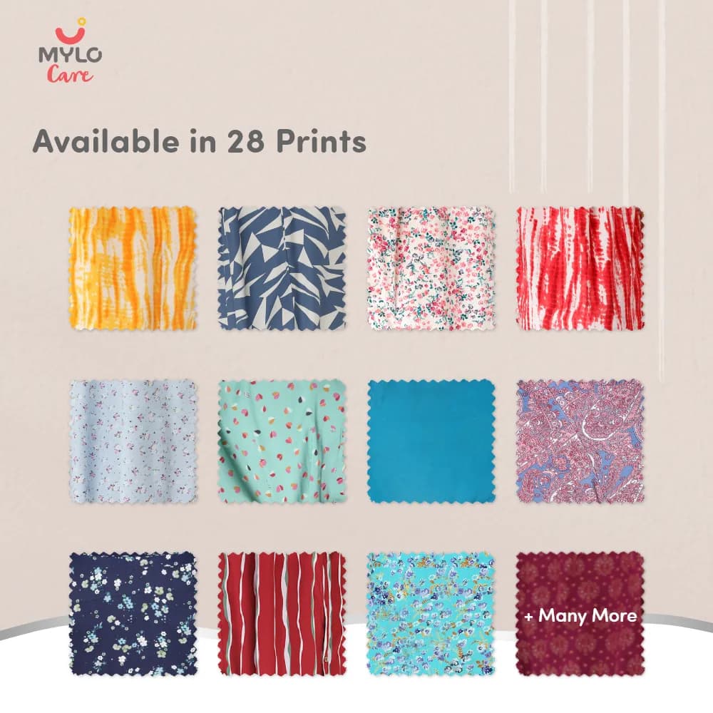 Maternity Dresses For Women with Both Side Zipper For Easy Feeding | Adjustable Belt for Growing Belly | Kaftan Dress | Shibori Print - Orange | XL