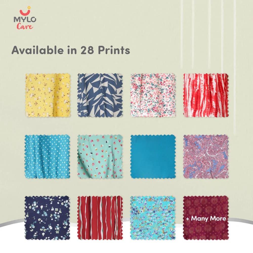 Maternity Dresses For Women with Both Side Zipper For Easy Feeding | Adjustable Belt for Growing Belly | Maxi Dress | Ditsy Daisy - Mustard | XL