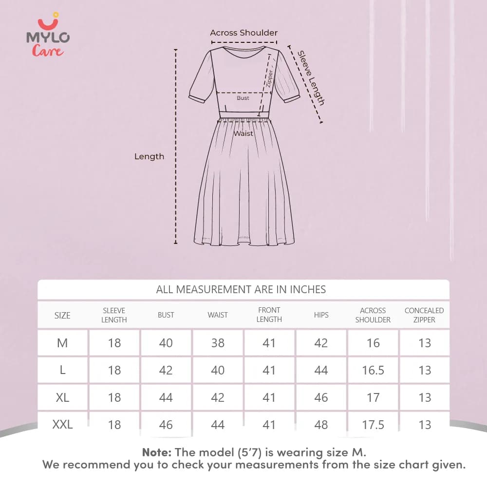 Maternity Dresses For Women with Both Side Zipper For Easy Feeding | Adjustable Belt for Growing Belly | Maxi Dress | Ditsy Daisy - Pink | M