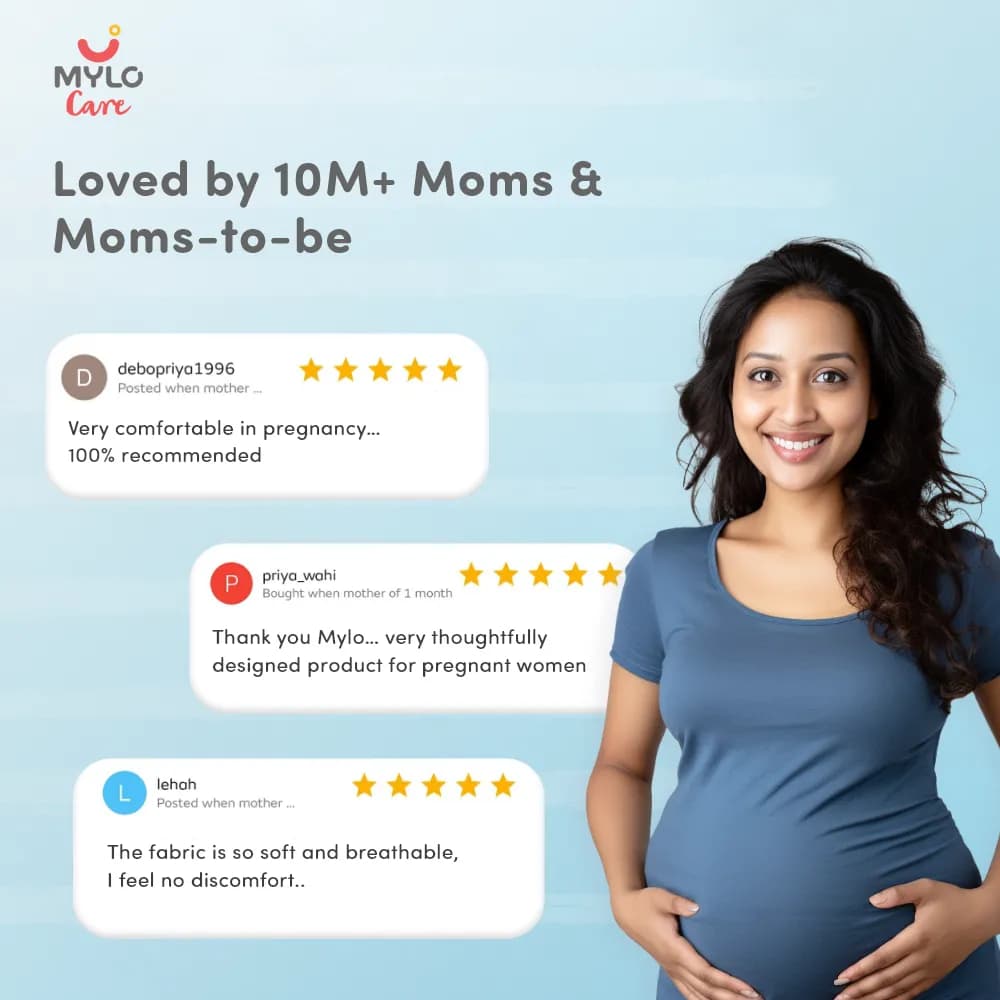 High Waist Maternity Panty for Pregnancy & Post-Delivery | Anti-Microbial with Comfy Adjustable Waistband - Blue & Black - M - Pack of 2