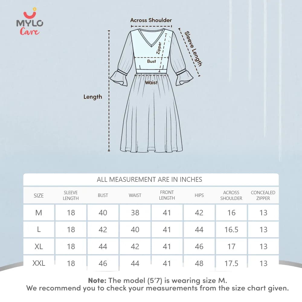 Maternity Dresses For Women with Both Side Zipper For Easy Feeding | Adjustable Belt for Growing Belly | Maxi Dress | Persian Paisley - Blue | XXL