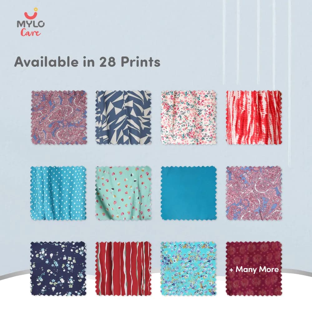 Maternity Dresses For Women with Both Side Zipper For Easy Feeding | Adjustable Belt for Growing Belly | Maxi Dress | Persian Paisley - Blue | XXL