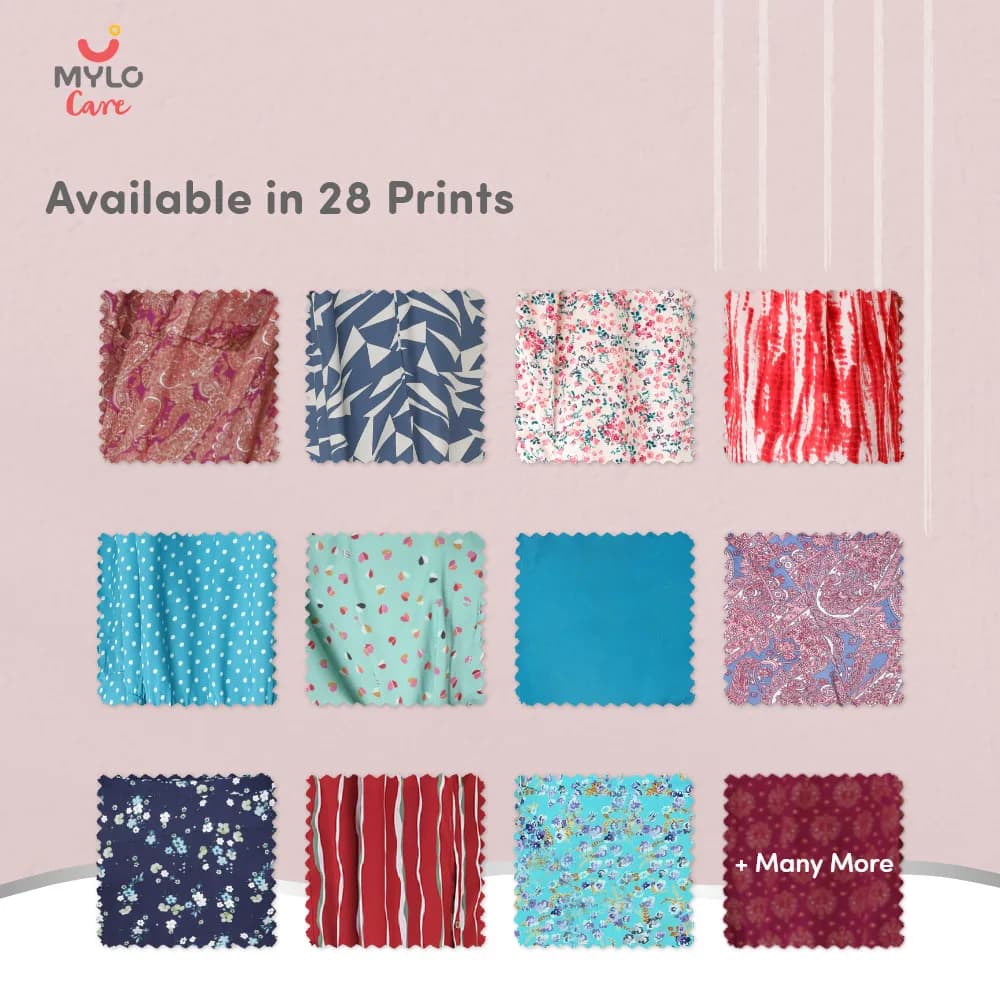 Maternity Dresses For Women with Both Side Zipper For Easy Feeding | Adjustable Belt for Growing Belly | Maxi Dress | Persian Paisley - Pink | XL