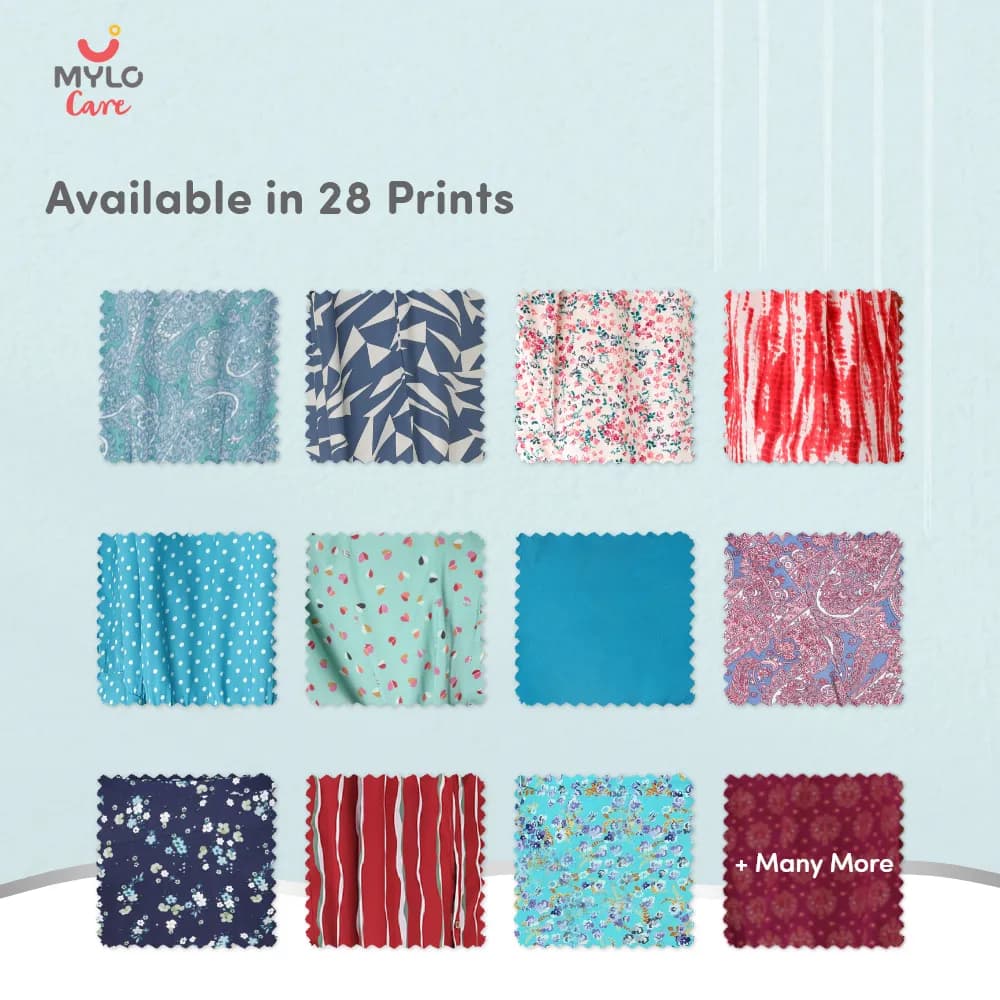 Maternity Dresses For Women with Both Side Zipper For Easy Feeding | Adjustable Belt for Growing Belly | Maxi Dress | Persian Paisley - Green | XL