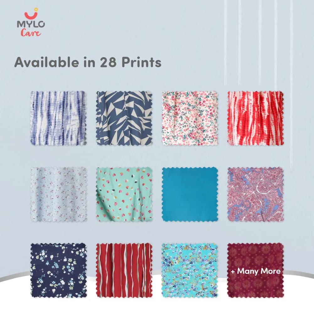 Maternity Dresses For Women with Both Side Zipper For Easy Feeding | Adjustable Belt for Growing Belly | Kaftan Dress | Shibori Print - Navy | M