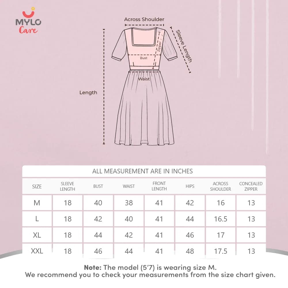 Maternity Dresses For Women with Both Side Zipper For Easy Feeding | Adjustable Belt for Growing Belly | Maxi Dress | Little Hearts - Navy | XXL