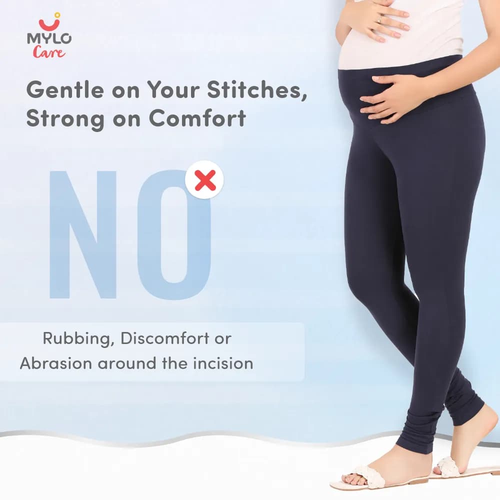Stretchable Maternity Leggings for Women | Comfortable, Soft & Gentle on the Skin | Ideal for Pre & Post Delivery - Navy - XL