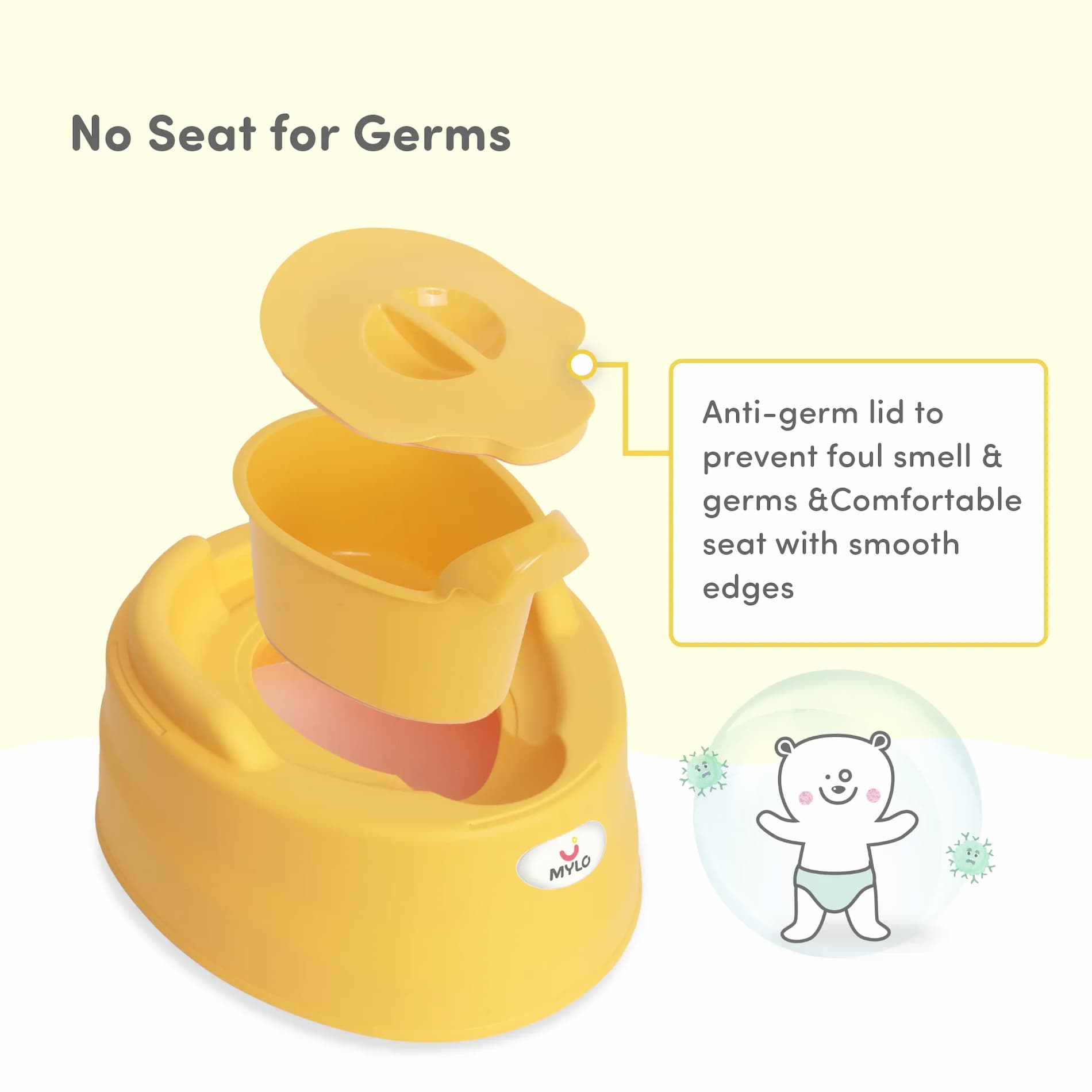 Potty Seat | Baby Potty Chair | 2-in-1 Potty Training Chair with Detachable Potty Bowl | Easy to Carry & Clean - Green & Yellow