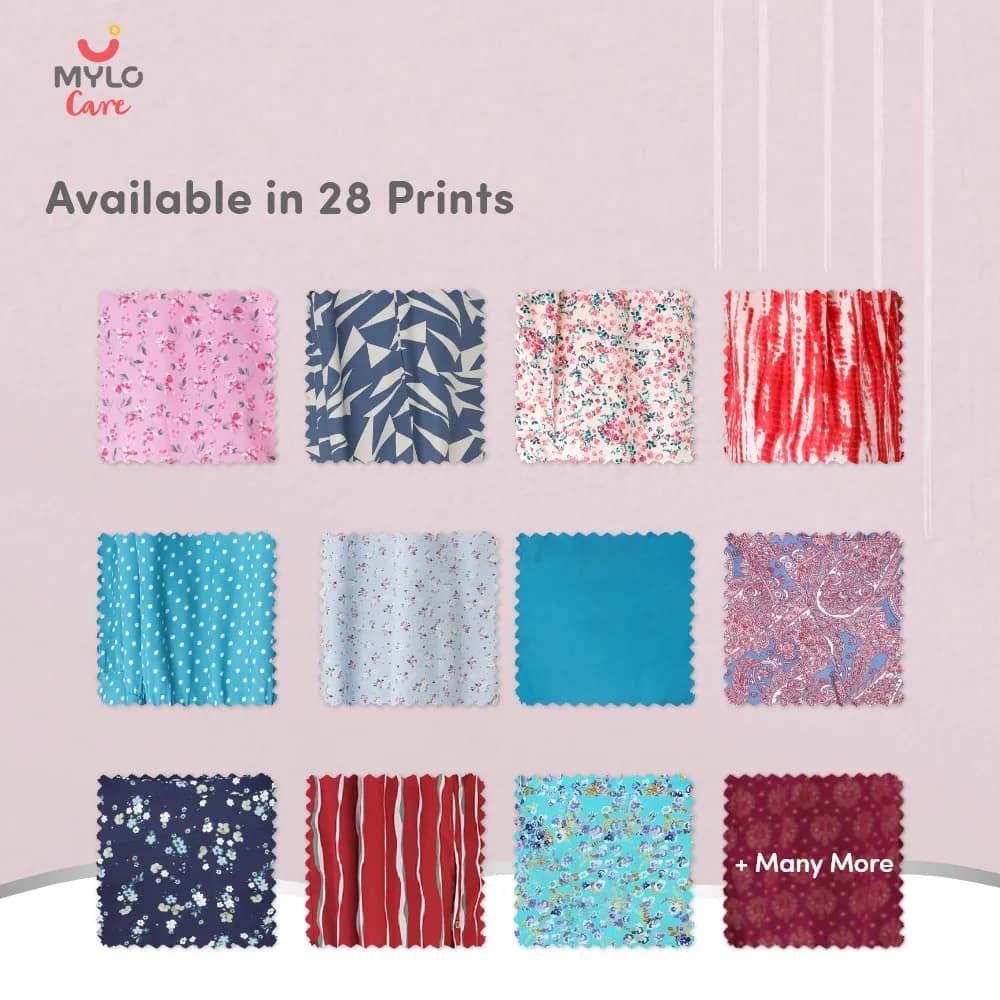 Maternity Dresses For Women with Both Side Zipper For Easy Feeding | Adjustable Belt for Growing Belly | Maxi Nighty Dress | Pink Peony | M