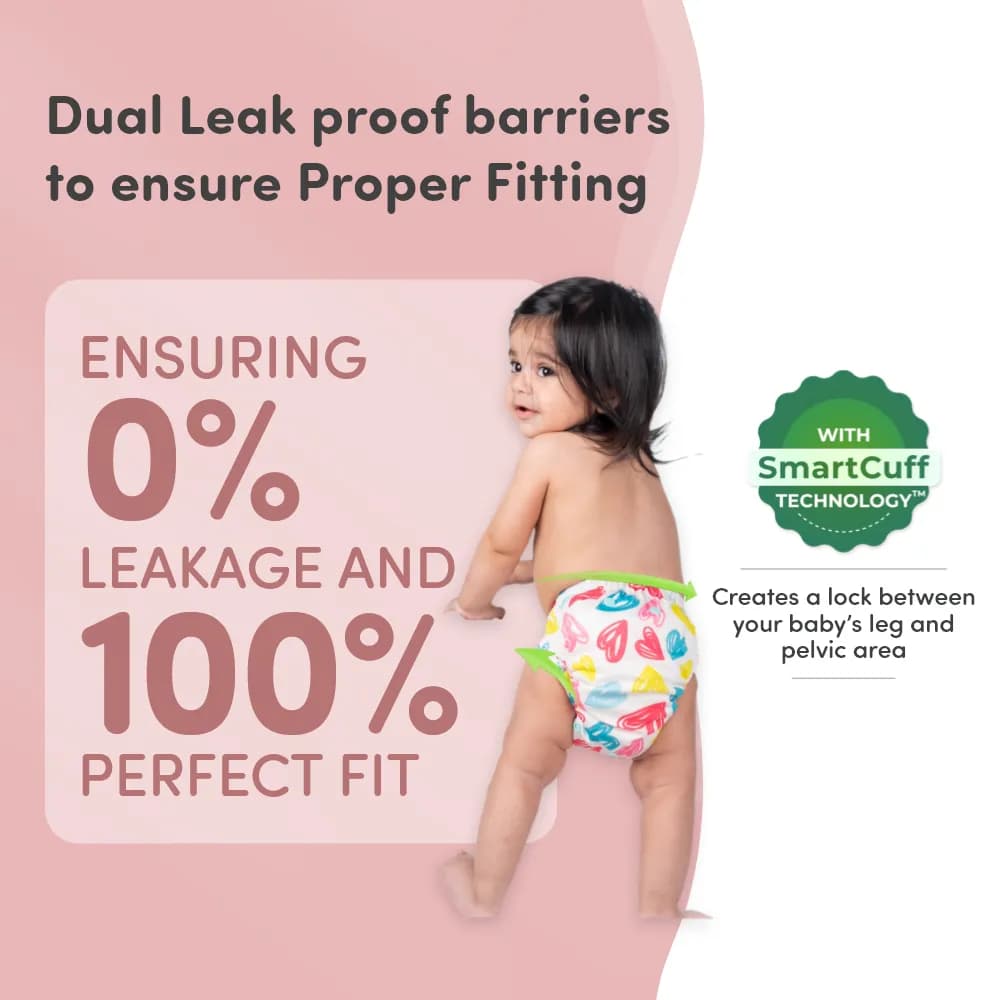 Adjustable Washable & Reusable Cloth Diaper With Absorbent Insert Pad (3M-3Y) | Oeko-Tex Certified | Prevents Rashes - Heart Doodle - Pack of 1