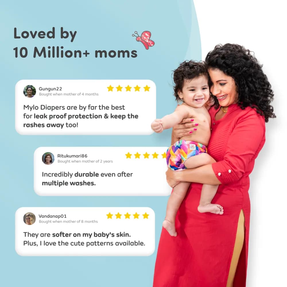 Adjustable Washable & Reusable Cloth Diaper With Dry Feel, Absorbent Insert Pad (3M-3Y) Prevents Rashes - Floral Spring - Pack of 1