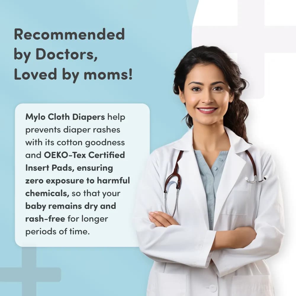 Adjustable Washable & Reusable Cloth Diaper With Dry Feel, Absorbent Insert Pad (3M-3Y) Prevents Rashes - Floral Spring - Pack of 1