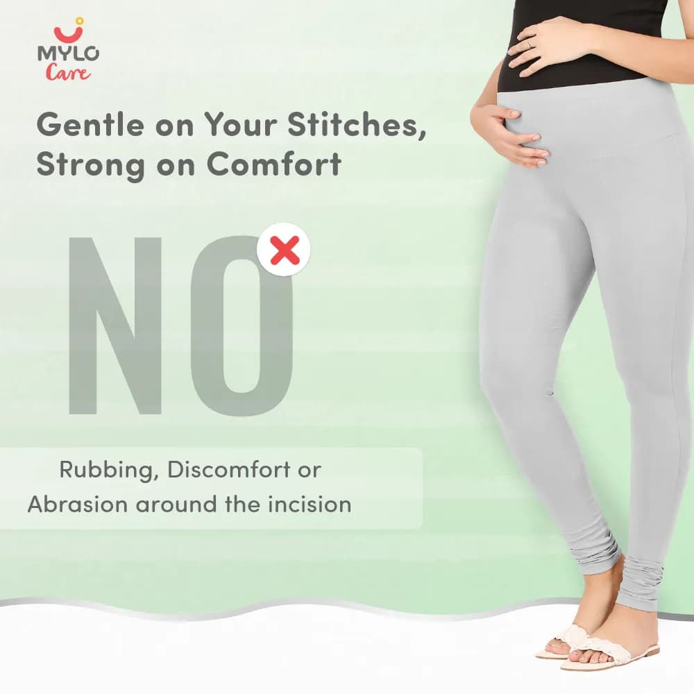 Stretchable Maternity Leggings for Women | Comfortable, Soft & Gentle on the Skin | Ideal for Pre & Post Delivery - Dark Grey - XL