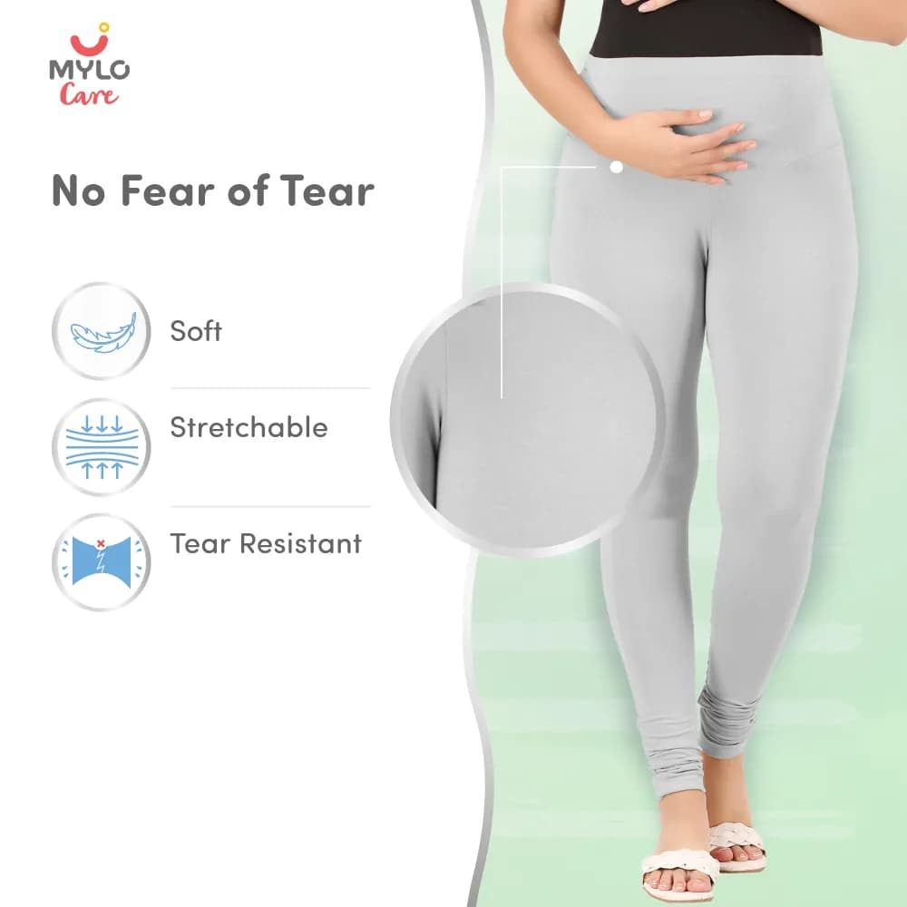Stretchable Maternity Leggings for Women | Comfortable, Soft & Gentle on the Skin | Ideal for Pre & Post Delivery - Dark Grey - XXL