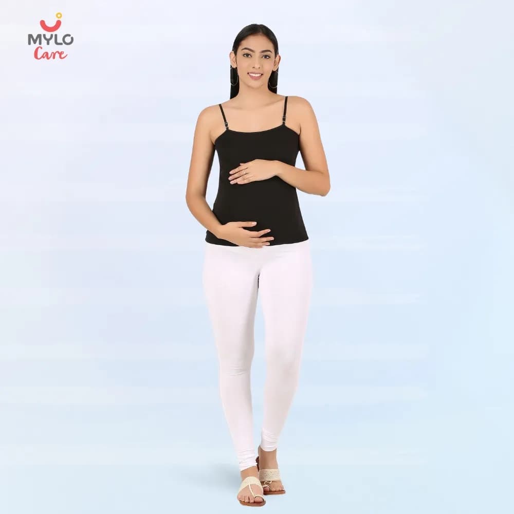 Stretchable Maternity Leggings for Women | Comfortable, Soft & Gentle on the Skin | Ideal for Pre & Post Delivery - White - XL