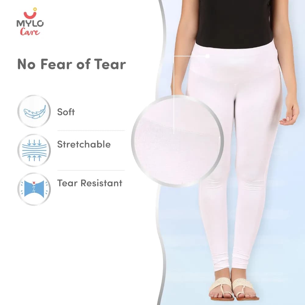 Stretchable Maternity Leggings for Women | Comfortable, Soft & Gentle on the Skin | Ideal for Pre & Post Delivery - White - XL