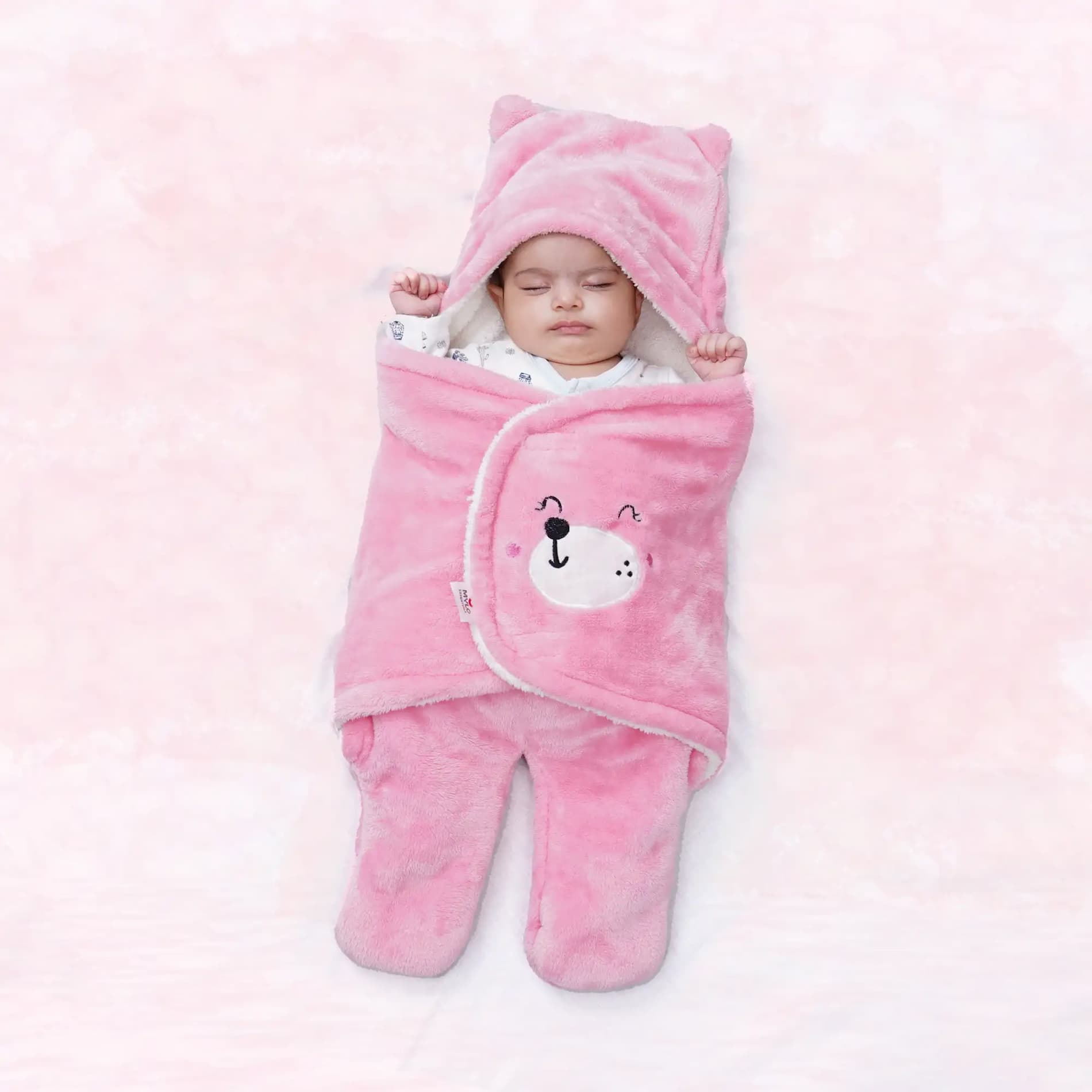 Baby Wrapper for New Born | Baby Swaddling Wrapper | 4-in-1 All Season AC Blanket cum Sleeping Bag for Baby 0-6 Months - Light Pink