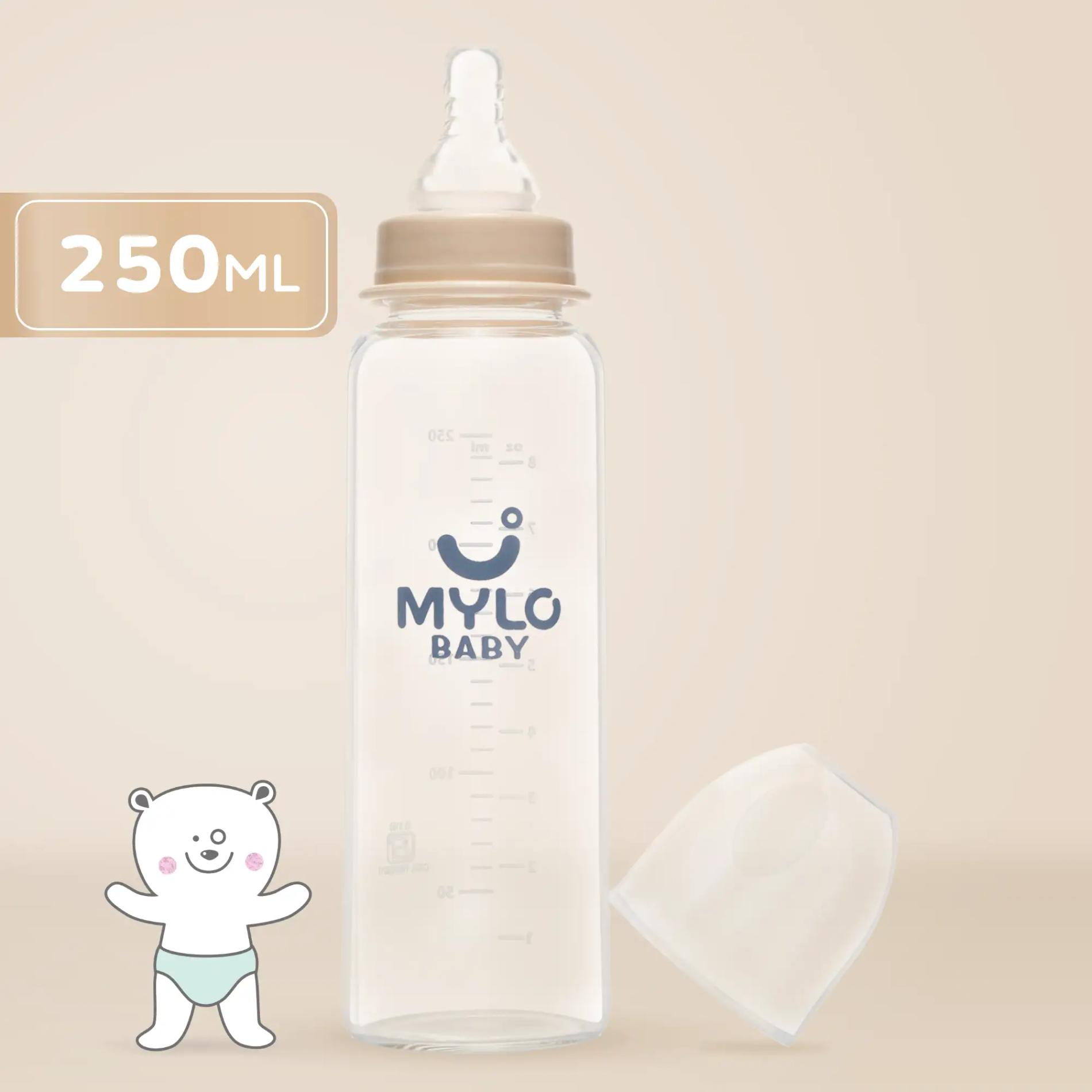 Glass Feeding Bottle | BPA Free | Anti-Colic | 100% Food Grade | Stain & Odor Free - 250 ml