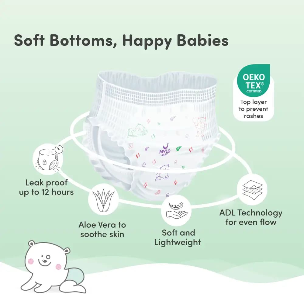 Baby Diaper Pants Small (S) Size 4-8 kgs (Jumbo Pack) + Baby Head to Toe Wash