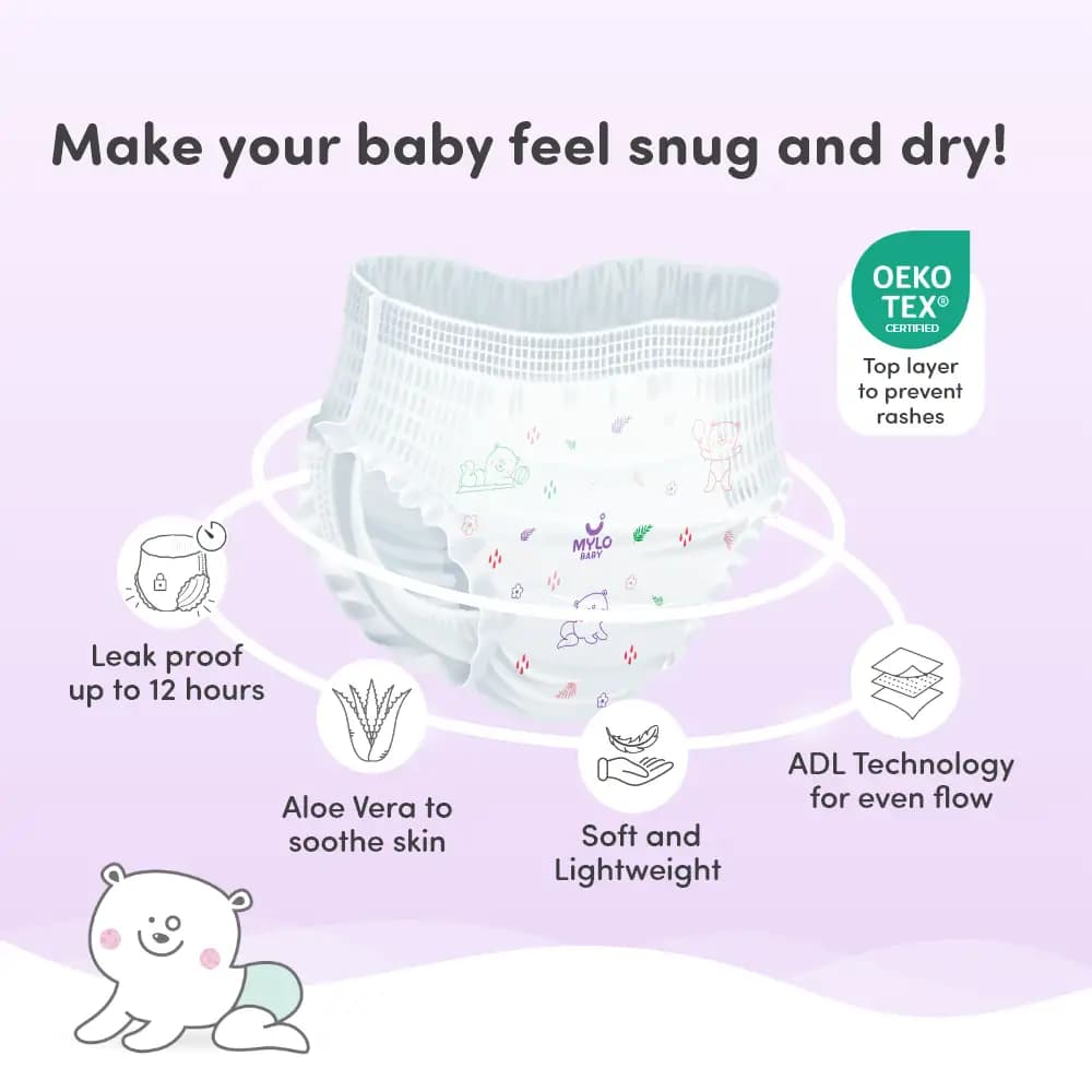 Baby Diaper Pants Large (L) Size 9-14 kgs (Jumbo Pack) + Baby Head to Toe Wash