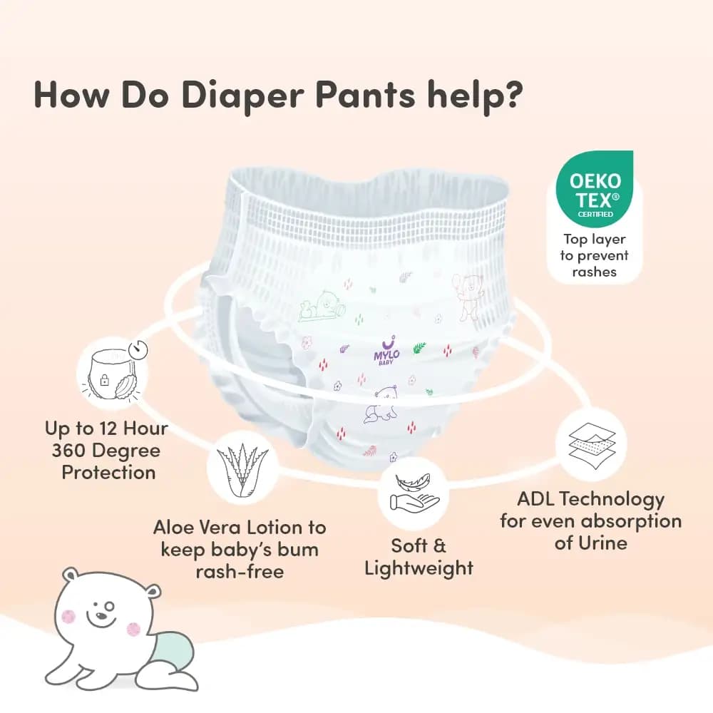 Baby Diaper Pants Extra Large (XL) Size 12-17 kgs (Jumbo Pack) + 99.5% Ultra Pure Water- Based Premium Wipes (Pack of 2)