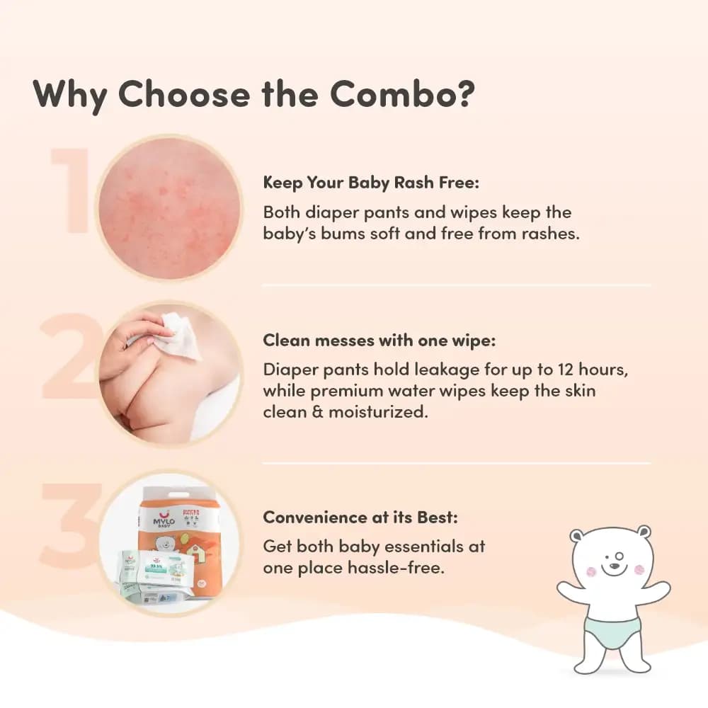 Baby Diaper Pants Extra Large (XL) Size 12-17 kgs (Jumbo Pack) + 99.5% Ultra Pure Water- Based Premium Wipes (Pack of 2)