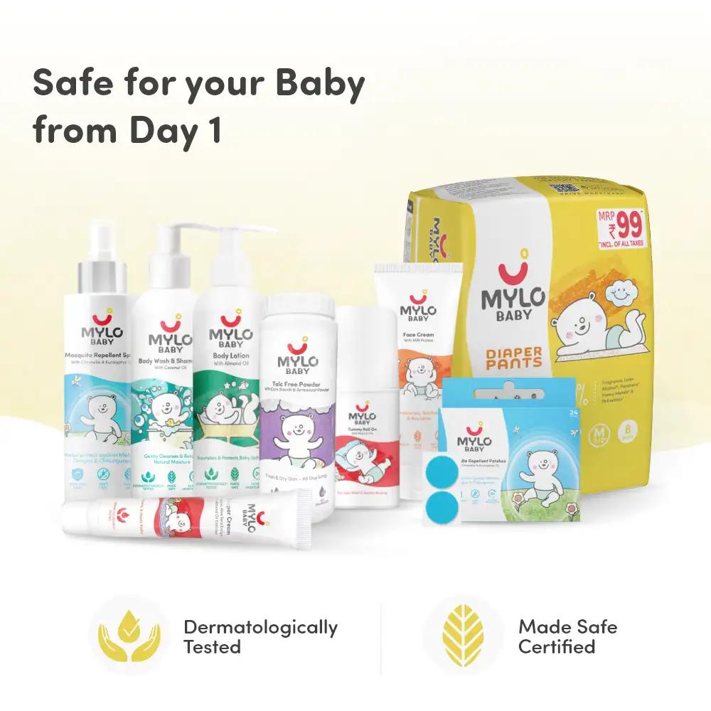 Baby Skin Basics Travel Kit - Diaper Pants(M), Baby Cream, Baby Lotion, Baby Powder, Baby Head to Toe Wash, Diaper Rash Cream, Tummy Roll on, Mosquito Spray, Mosquito Patch