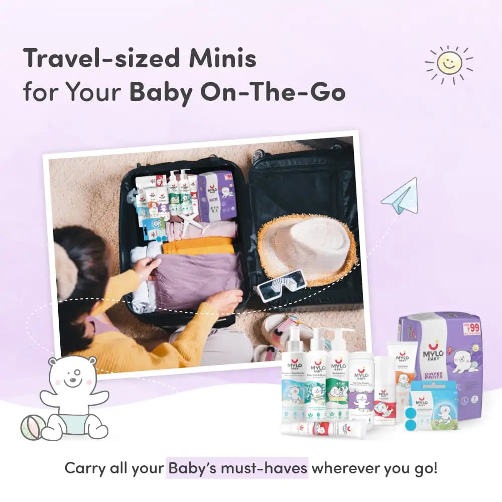 Baby Skin Basics Travel Kit - Diaper Pants(L), Baby Cream, Baby Lotion, Baby Powder, Baby Head to Toe Wash, Diaper Rash Cream, Tummy Roll on, Mosquito Spray, Mosquito Patch