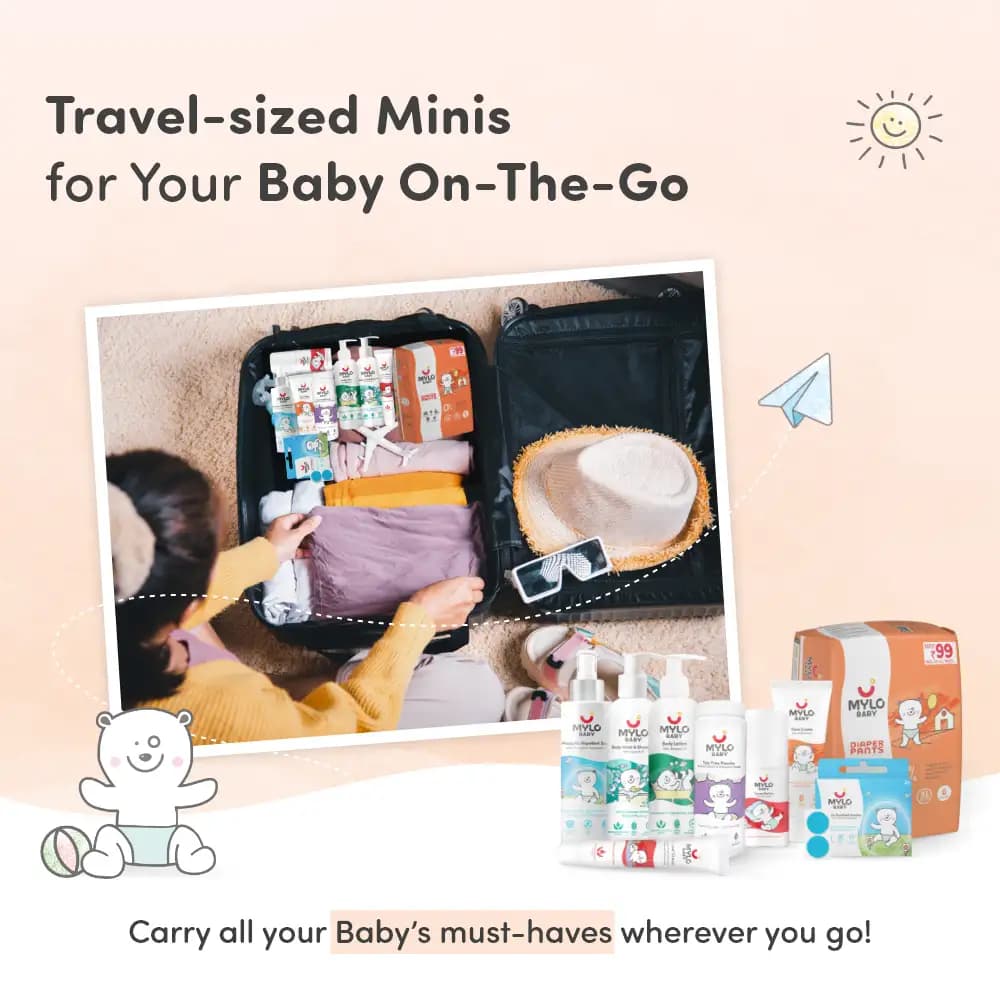 Baby Skin Basics Travel Kit - Diaper Pants(XL), Baby Cream, Baby Lotion, Baby Powder, Baby Head to Toe Wash, Diaper Rash Cream, Tummy Roll on, Mosquito Spray, Mosquito Patch