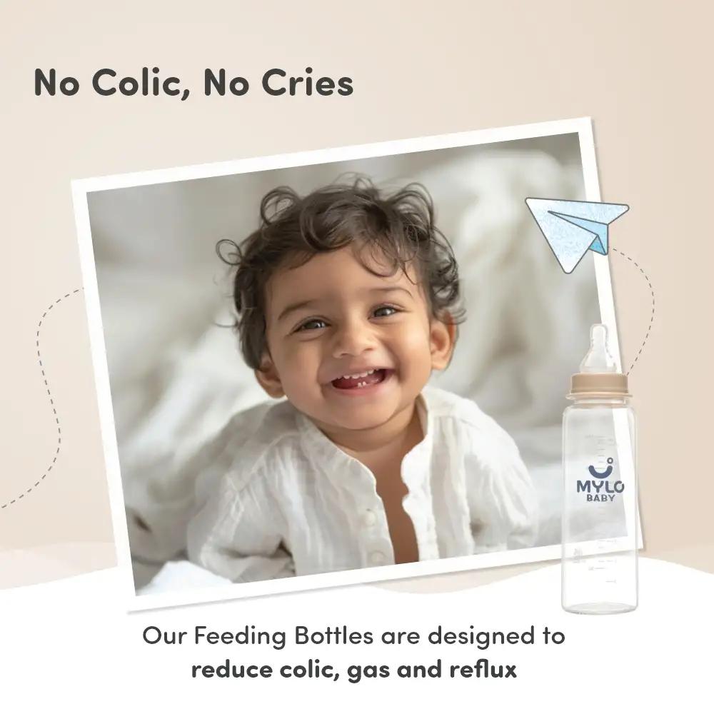 Glass Feeding Bottle | BPA Free | Anti-Colic | 100% Food Grade | Stain & Odor Free - 125 ml + 250 ml