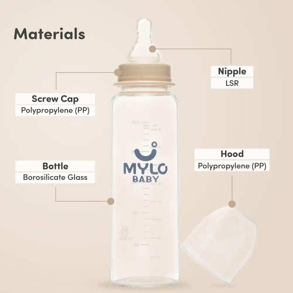 Glass Feeding Bottle | BPA Free | Anti-Colic | 100% Food Grade | Stain & Odor Free - 125 ml + 250 ml