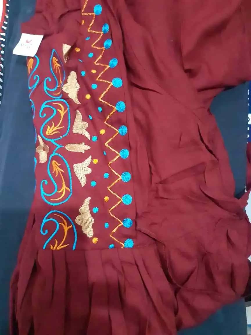 Pre & Post Maternity /Nursing Printed Kurta cum Midi Dress with both sides Zipper for Easy Feeding – Ethnic Maroon-XXL