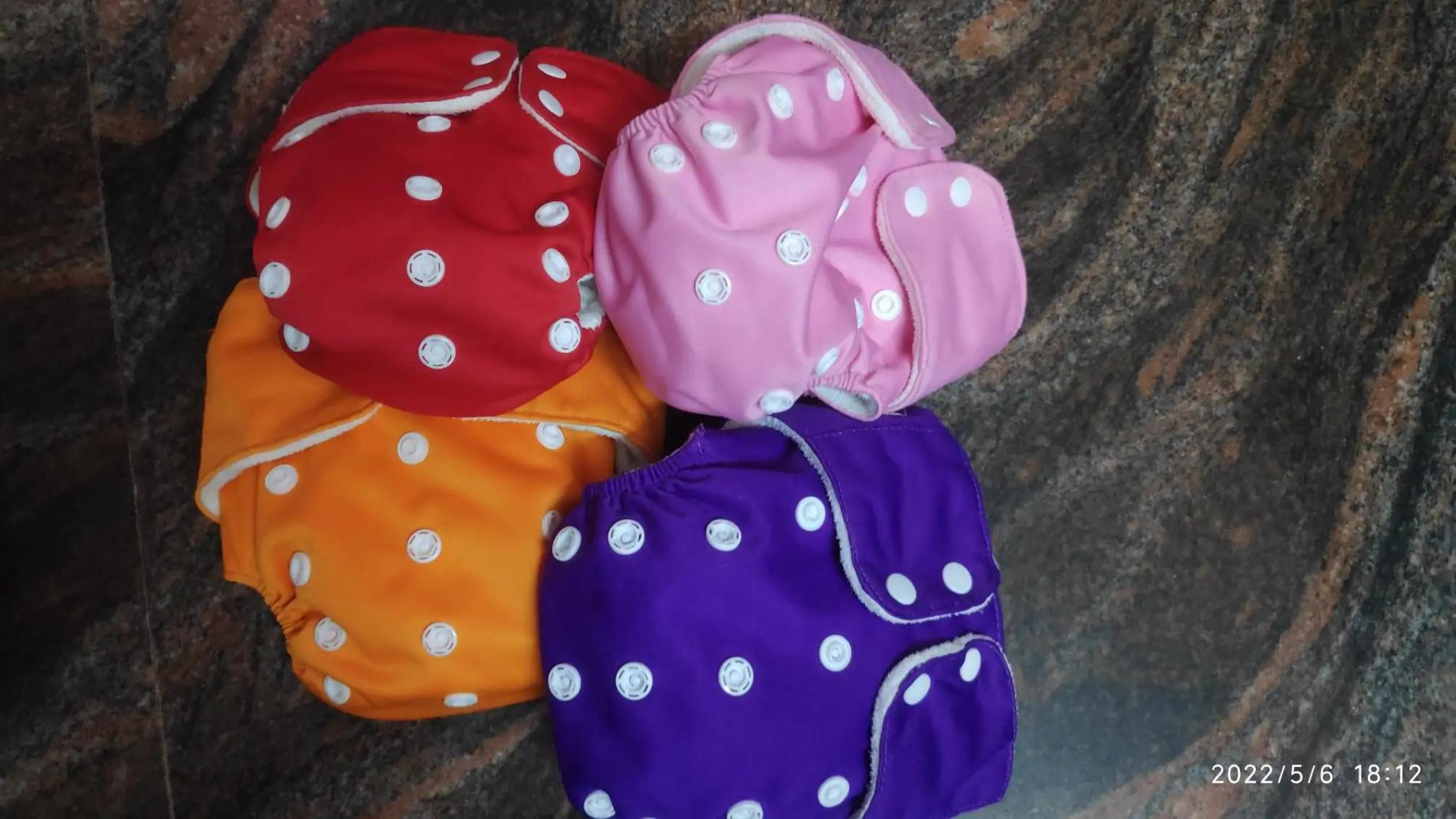 Adjustable Washable & Reusable Cloth Diaper With Dry Feel, Absorbent Insert Pad (3M-3Y) | Oeko-Tex Certified | Prevents Rashes - Assorted Colors - Pack of 4