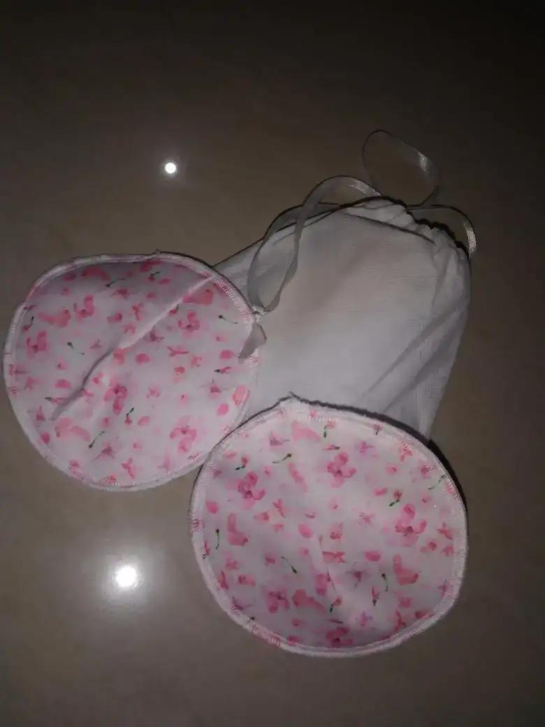 Reusable & Washable Breast Pads | Nursing Pads with Free Laundry Pouch | Leak-Proof | Comfort-Fit & Lightweight | Baby Pink 1 Pair