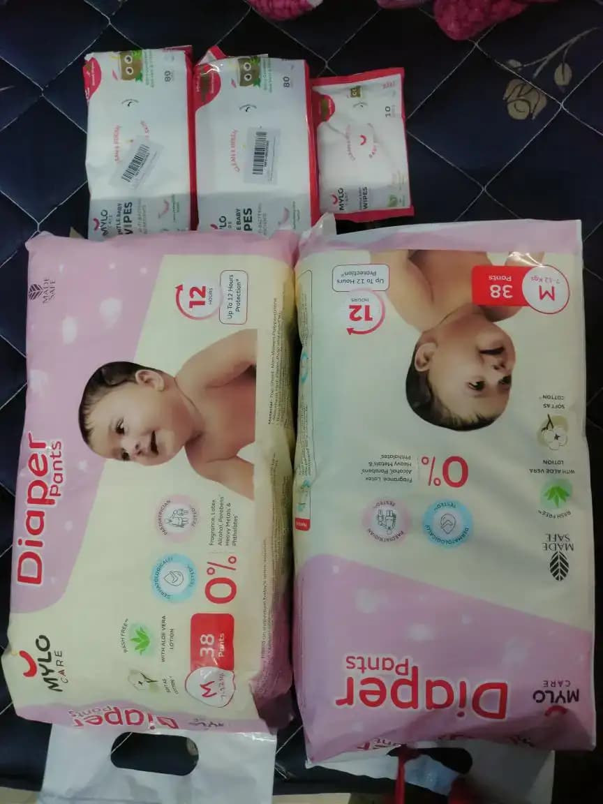 Super Saver Combo - Baby Diaper Pants Extra Large (XL) Size 12-17 kgs (56 count) Leak Proof + Tummy Roll On For Baby For Gas & Colic - 40 ml