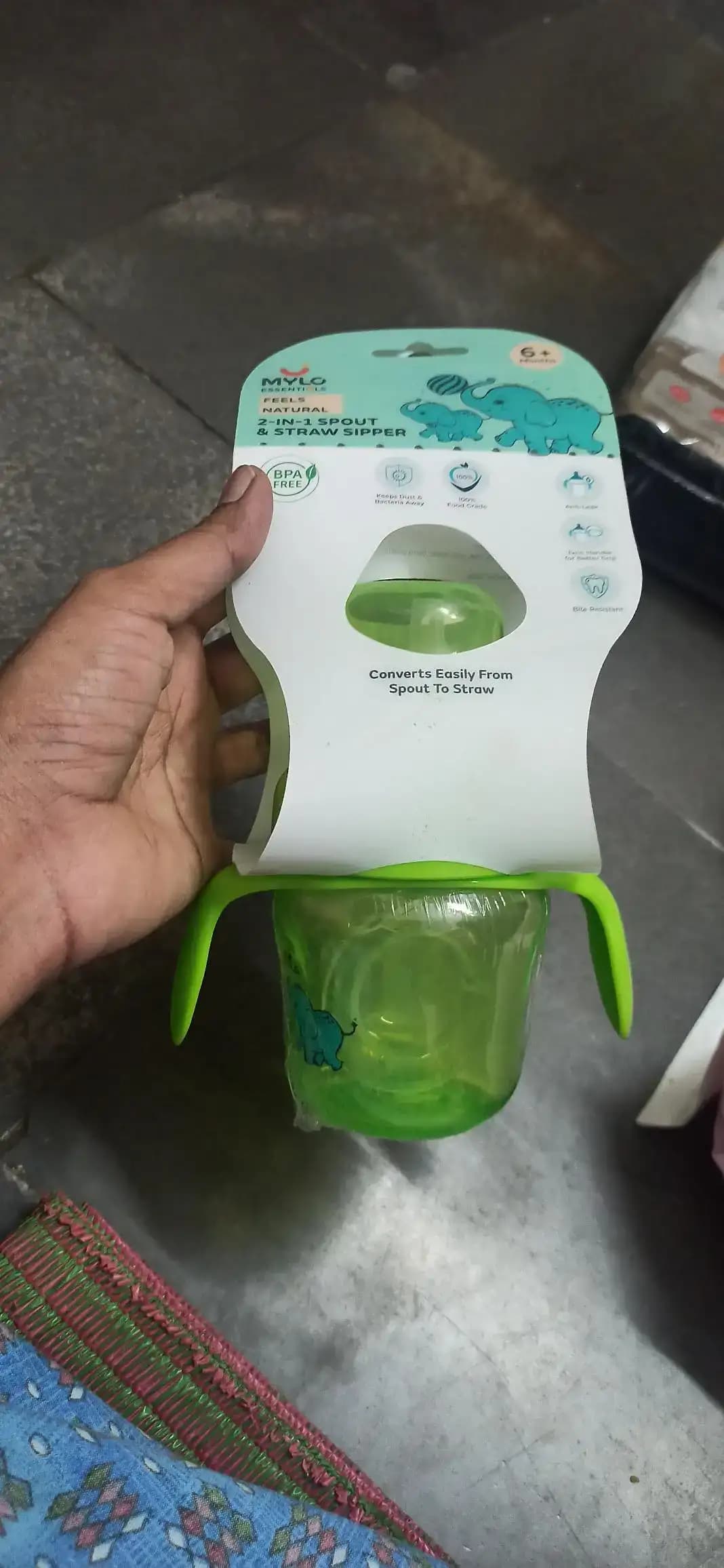 Baby Sipper | 2-in-1 Convertible Sipper with Spout & Straw | Sipper Bottle for Kids - 210ml - BPA-Free (Blue)