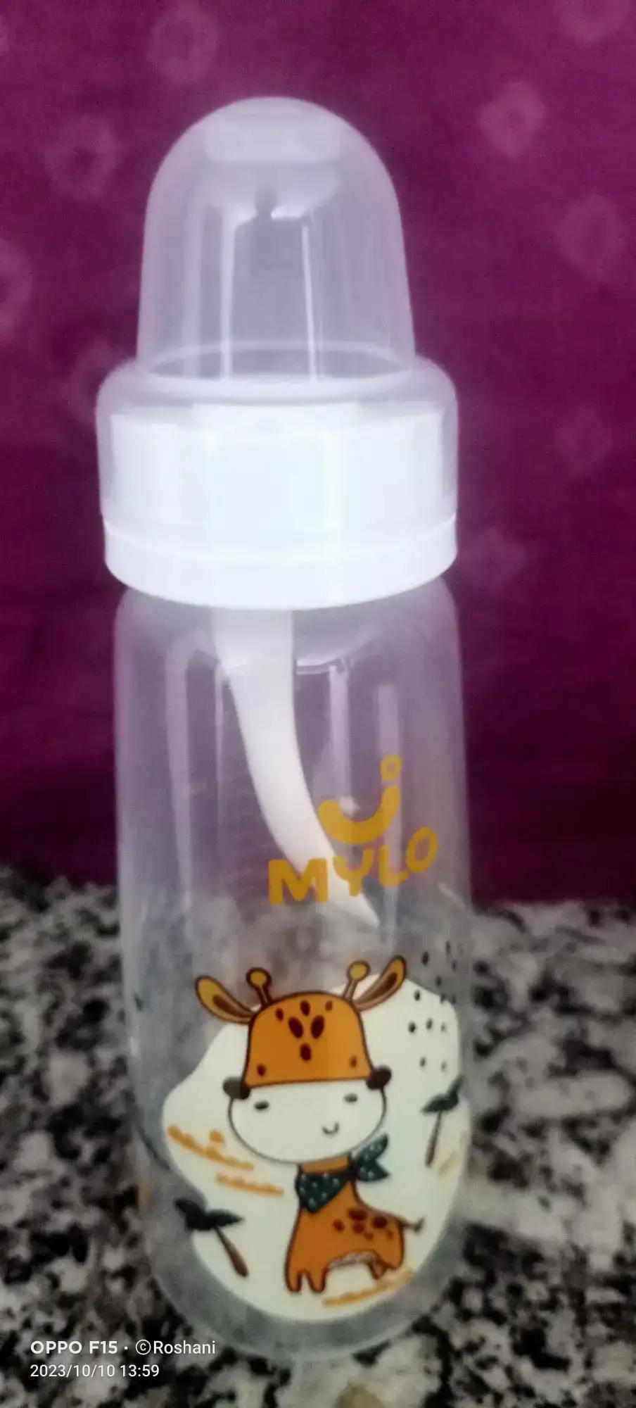 2-in-1 Baby Feeding Sipper Bottle | BPA Free with Anti-Colic Nipple & Spoon | Feels Natural Baby Bottle | Easy Flow Neck Design - Lion 125ml