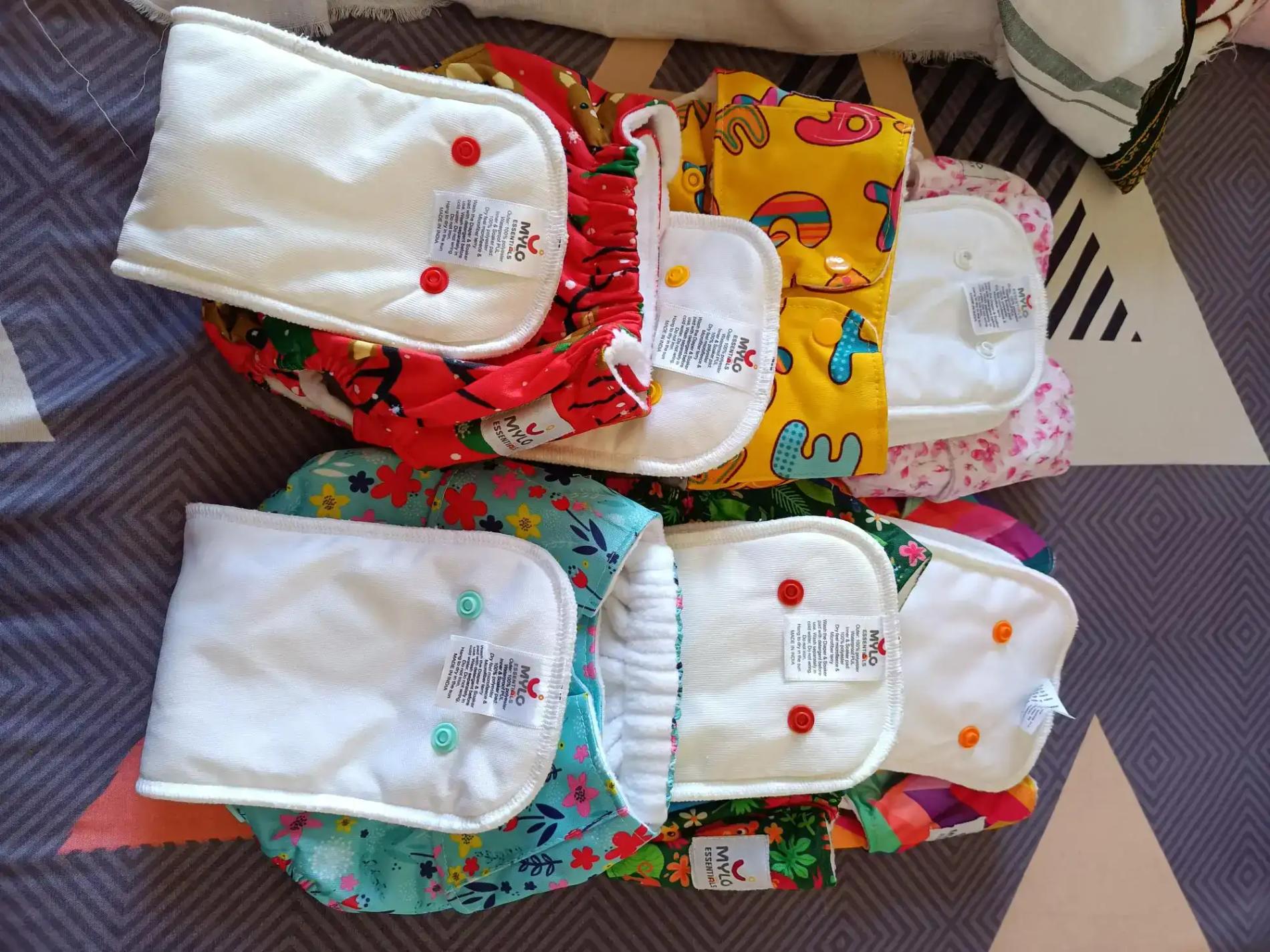 Adjustable Washable & Reusable Cloth Diaper With Dry Feel, Absorbent Insert Pad (3M-3Y) Oeko-Tex Certified | Prevents Rashes - Jungle, Rainbow & Floral Spring - Pack of 3