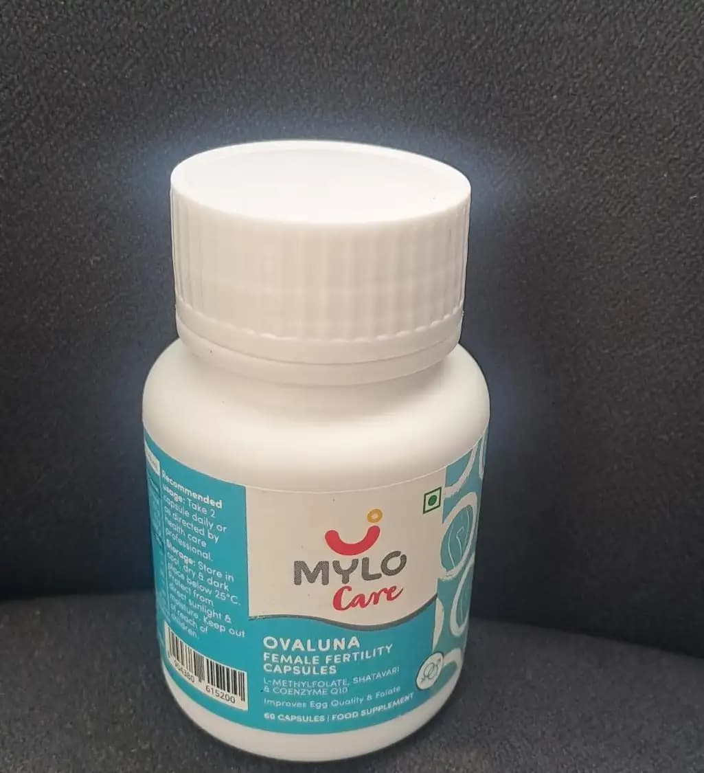 Mylo Ovaluna Female Fertility Tablets - 60 Capsules| Improves Egg Health & Folate Levels |Improves Reproductive Health & Hormonal Balance