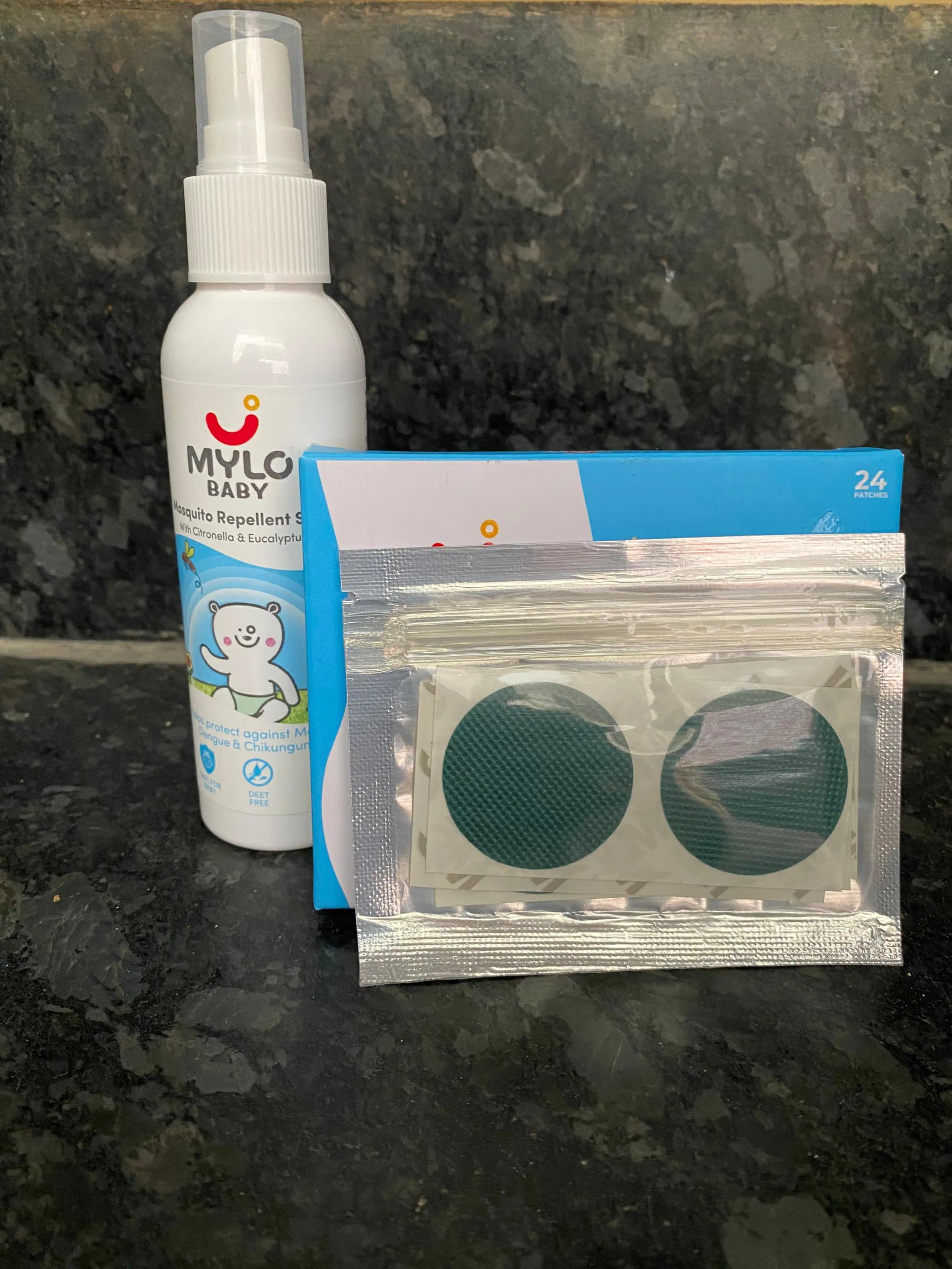Baby Mosquito Spray (100 ml) & Mosquito Patches for Kids (24 Patches)