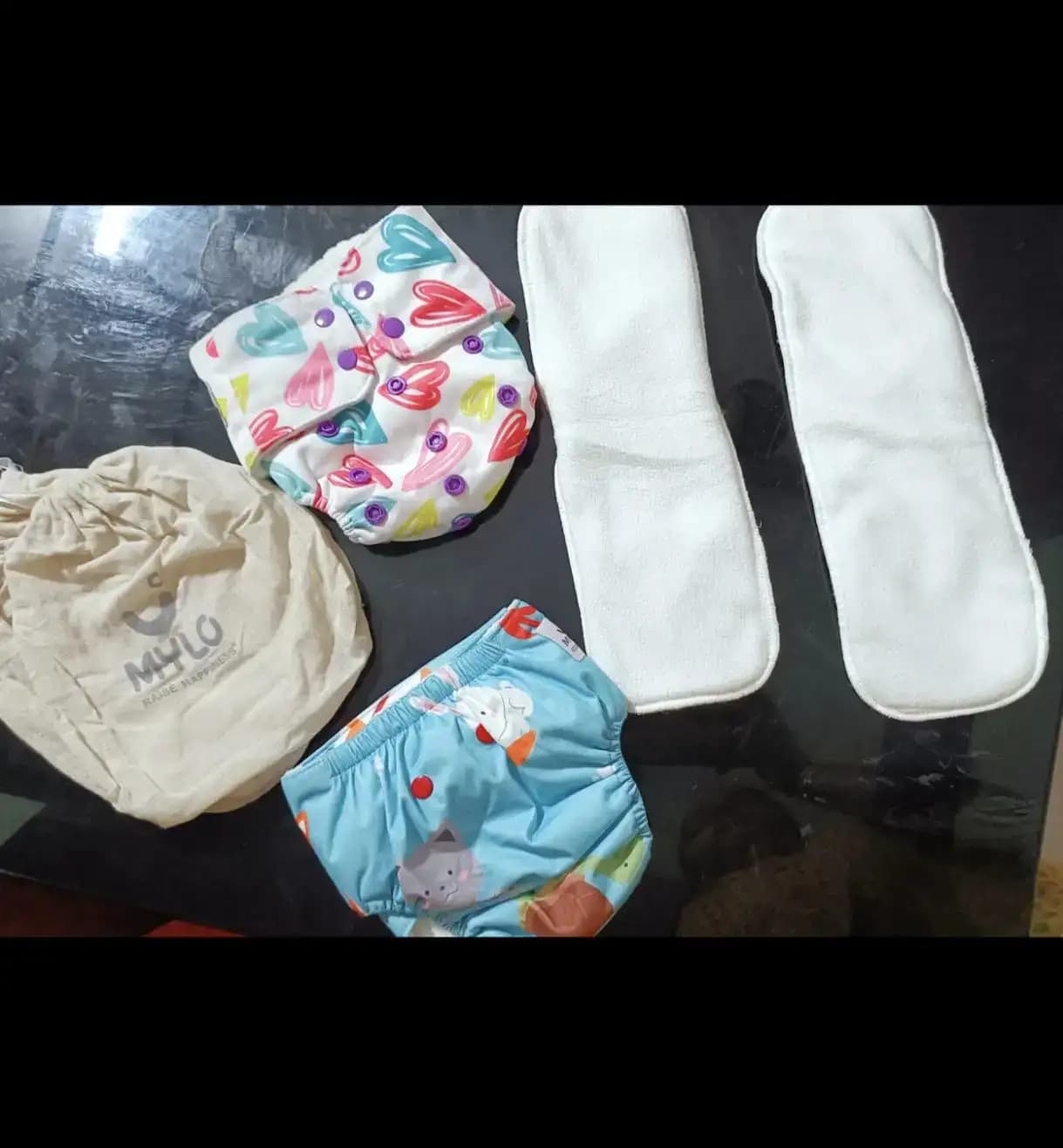 Adjustable Washable & Reusable Cloth Diaper With Absorbent Insert Pad (3M-3Y) | Oeko-Tex Certified | Prevents Rashes - Heart Doodle - Pack of 1