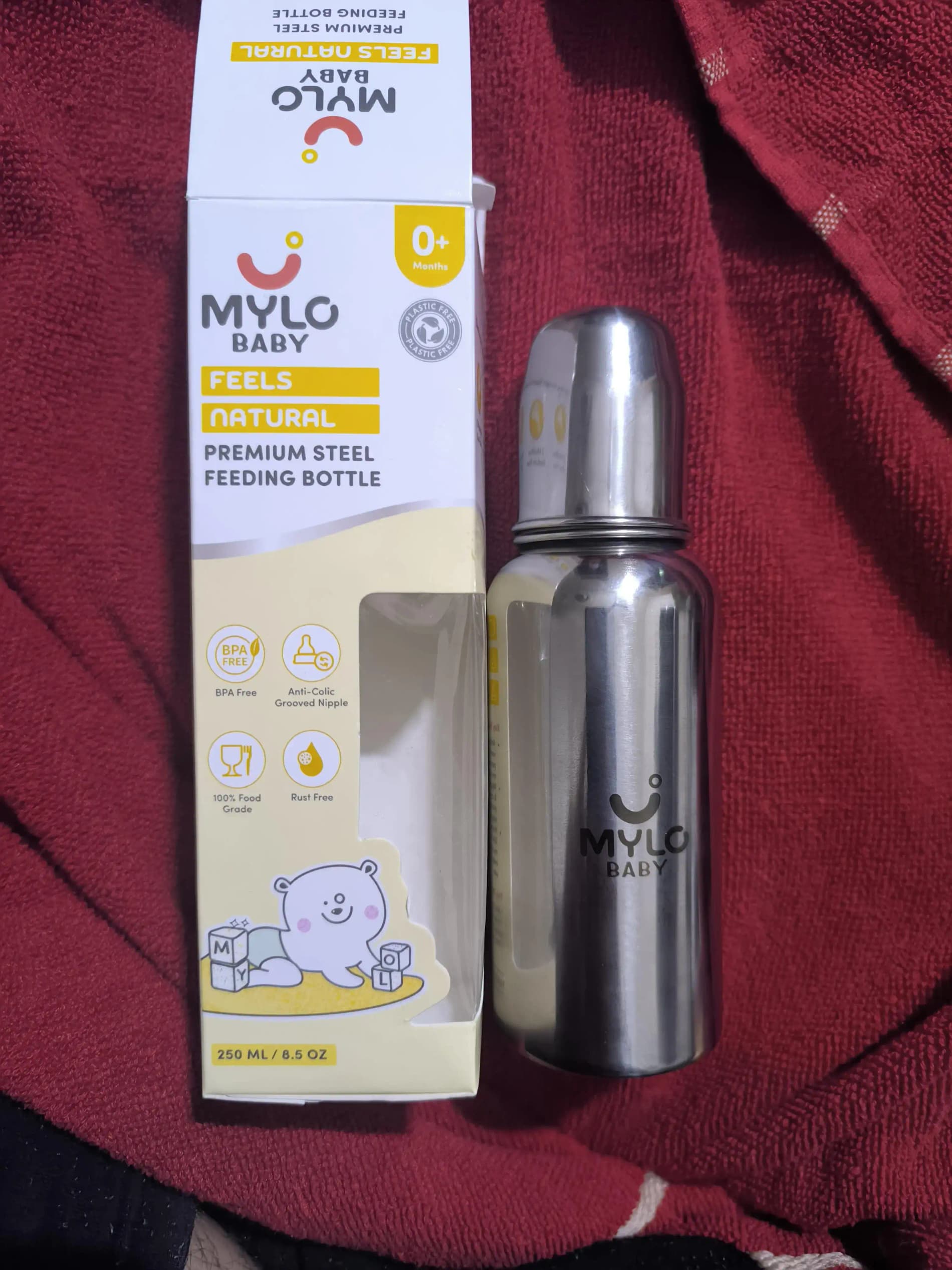 Stainless Steel Feeding Sipper Bottle | BPA Free | Anti-Colic | 100% Food Grade | Feels Natural Baby Bottle | Non-toxic Rust Free - 140 ml