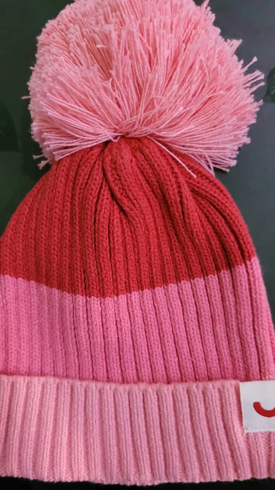 Baby Warm Winter Cap/Beanie with Pom-Pom in 100% Cotton – Red & Pink Beanie (6-12M) 