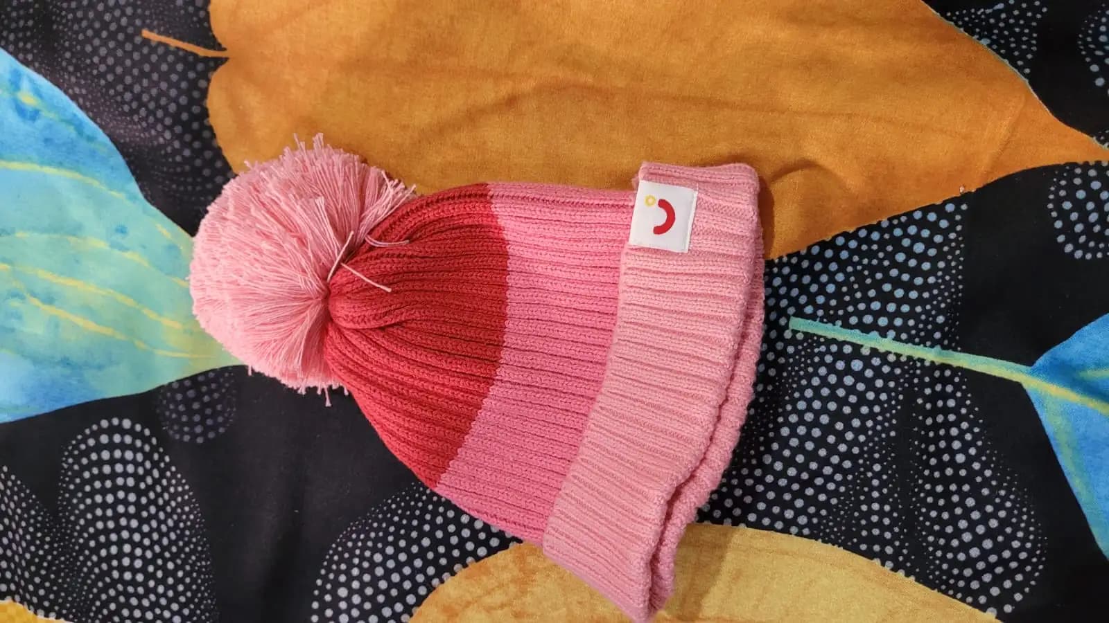 Baby Warm Winter Cap/Beanie with Pom-Pom in 100% Cotton – Red & Pink Beanie (6-12M) 