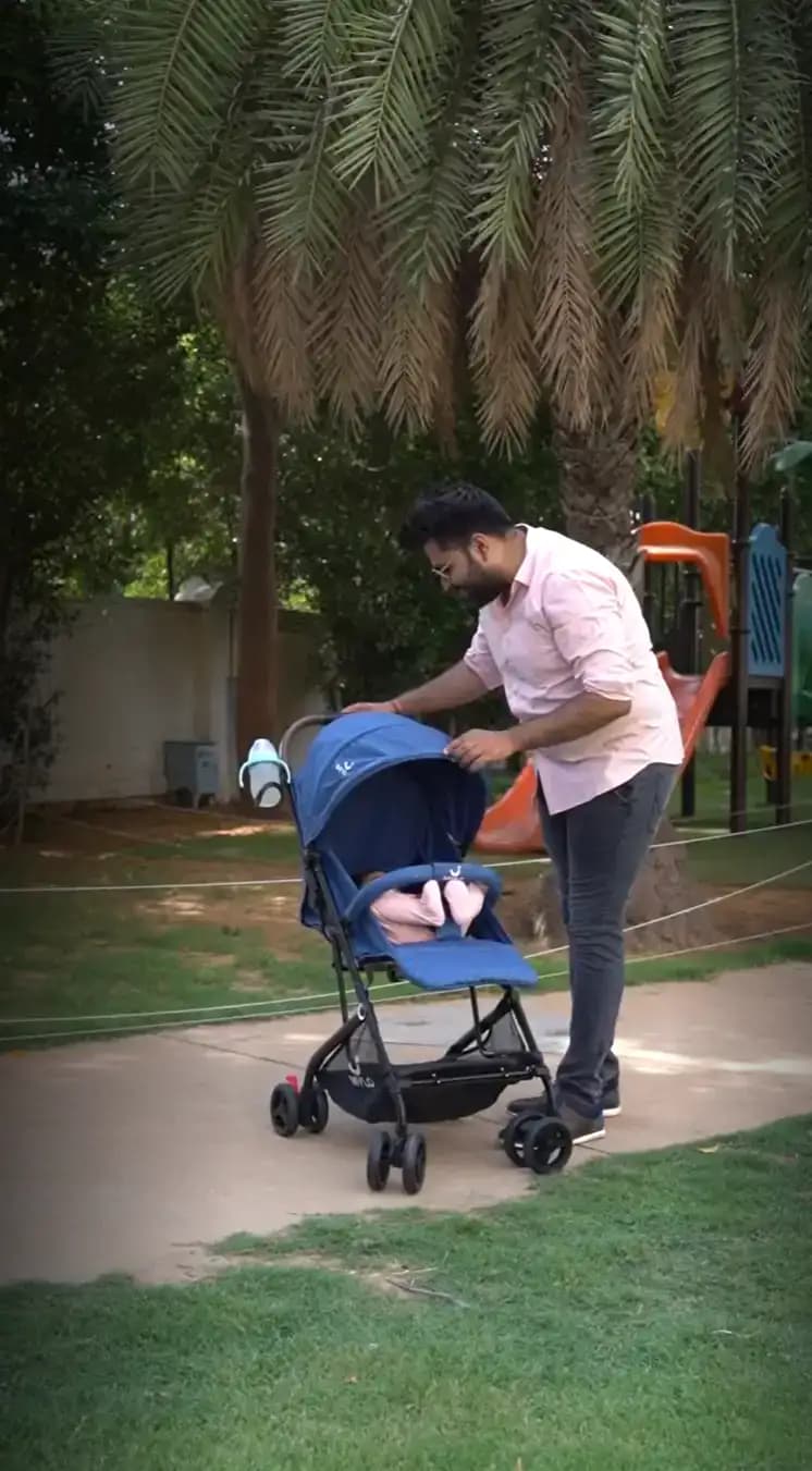 Riviera Ultra-Light Premium Baby Stroller for 0-3 Year | Baby Pram for Toddlers & Kids | 5 Point Safety Harness | Compact Design | Air Travel Friendly - Blue